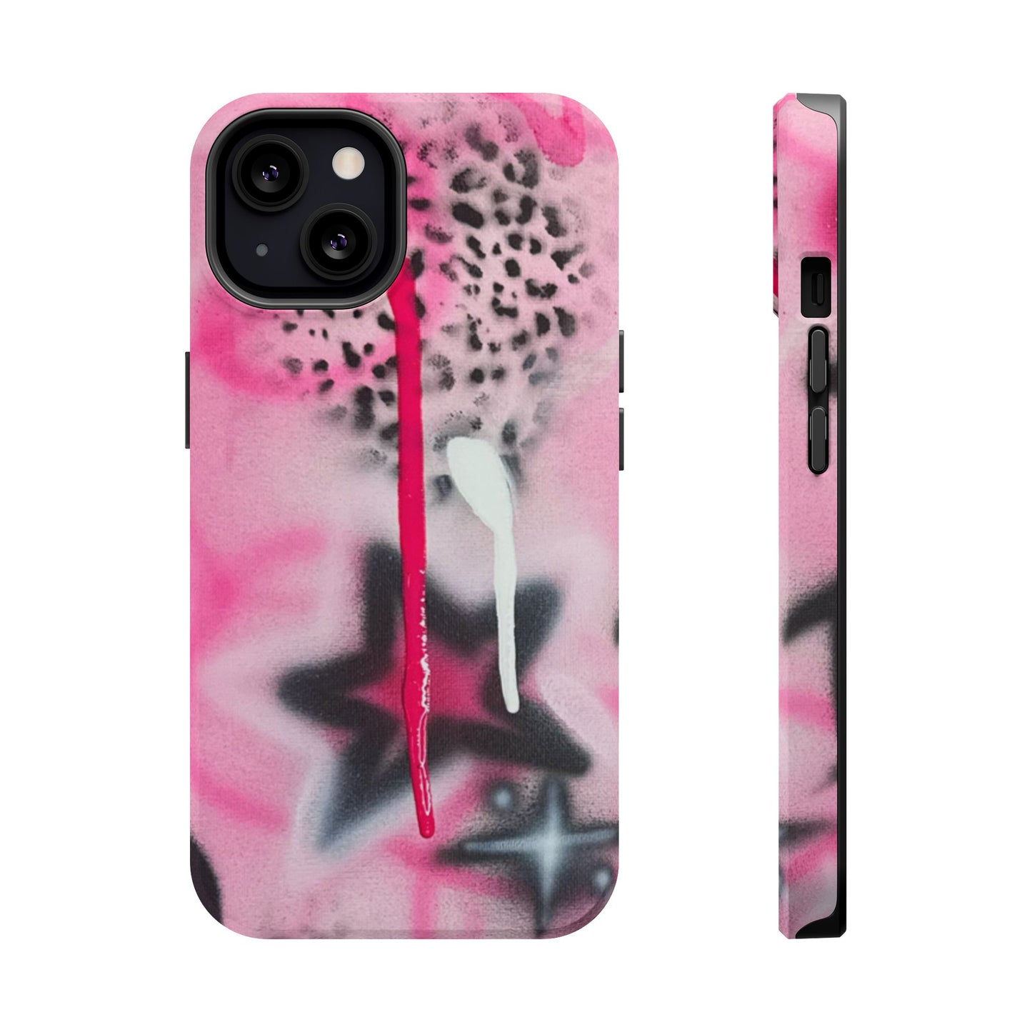 MagSafe "pink cheetah" airbrush iPhone case
