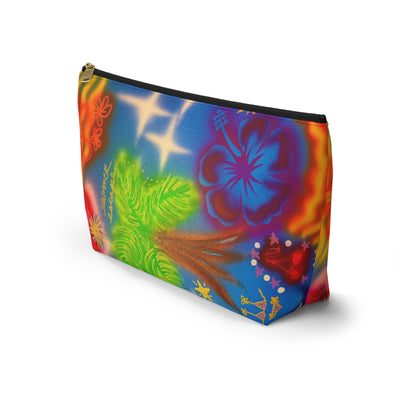 "neon blue palms" airbrush makeup pouch
