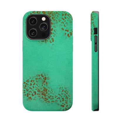 MagSafe "teal cheetah" airbrush iPhone case