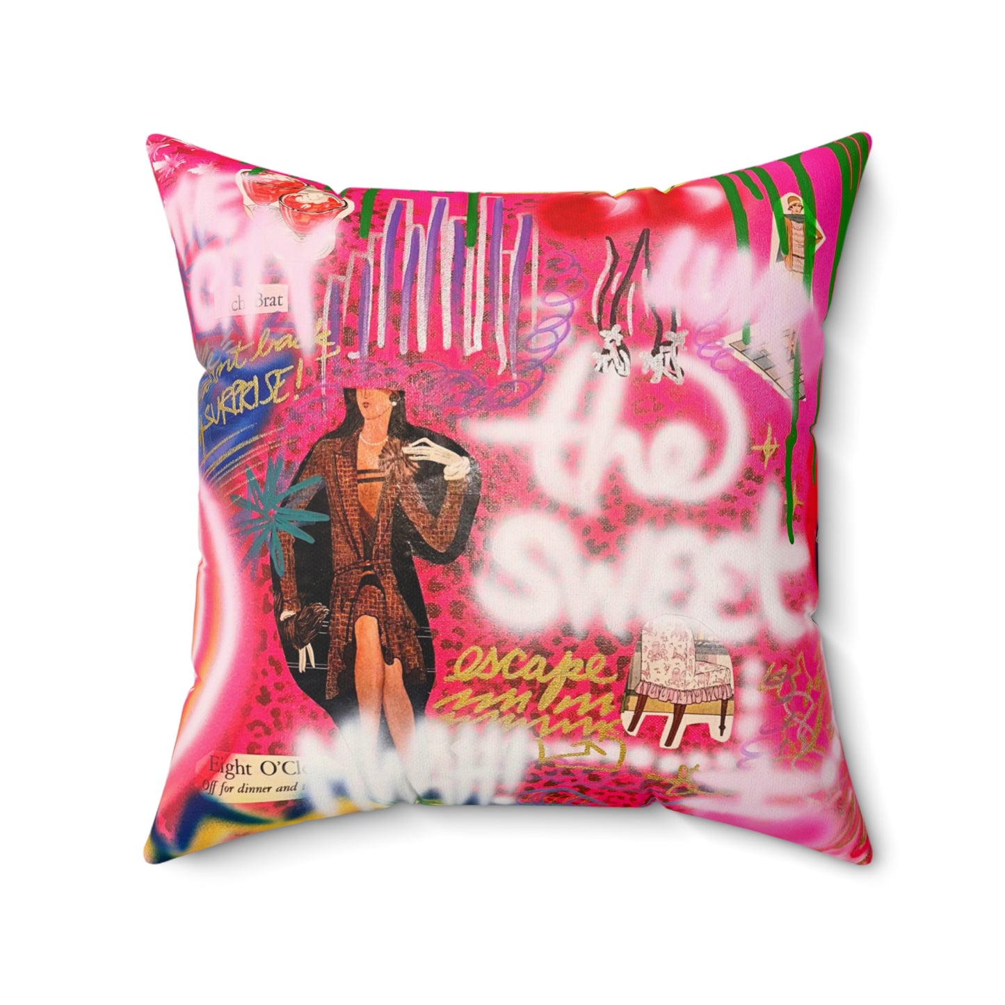 "sweet escape" airbrush pillow