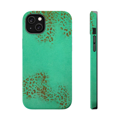 MagSafe "teal cheetah" airbrush iPhone case