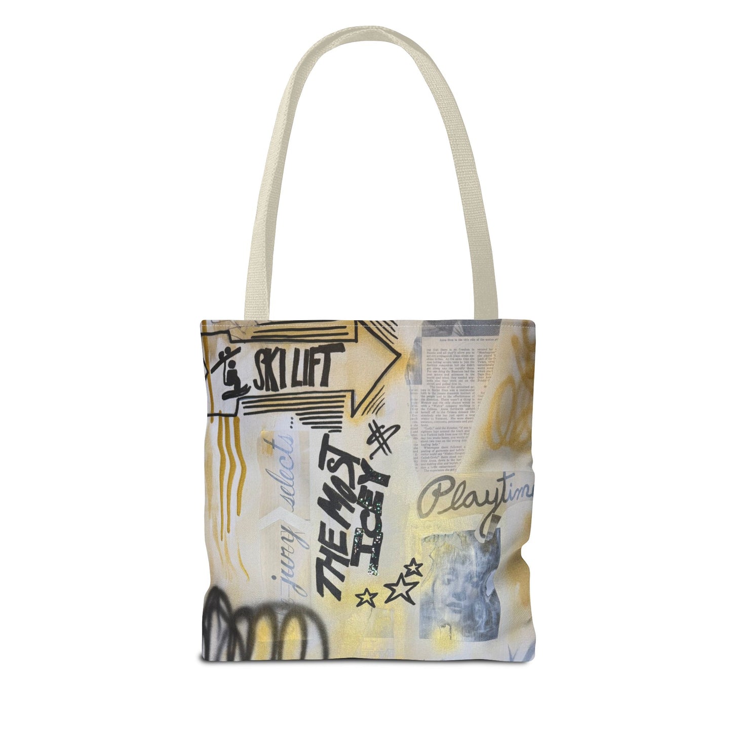 "golden glacier" airbrush tote bag