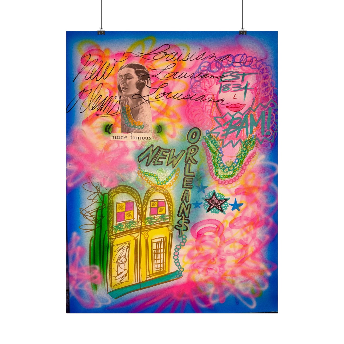 "new orleans, la" airbrush rolled print
