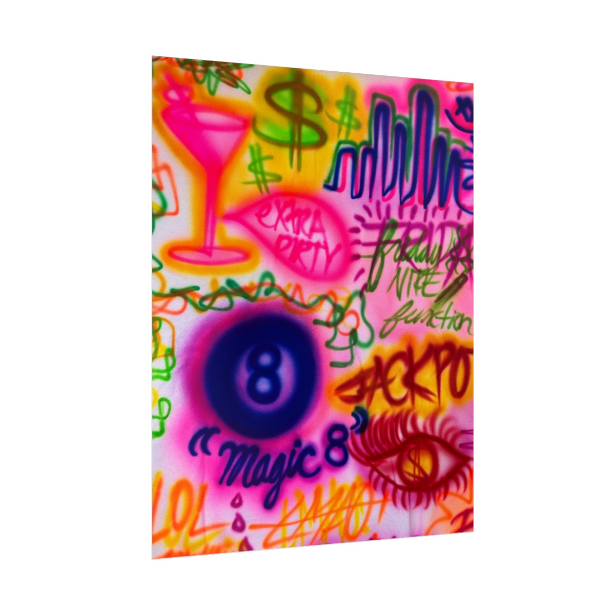 "colorful chaos" airbrush rolled print