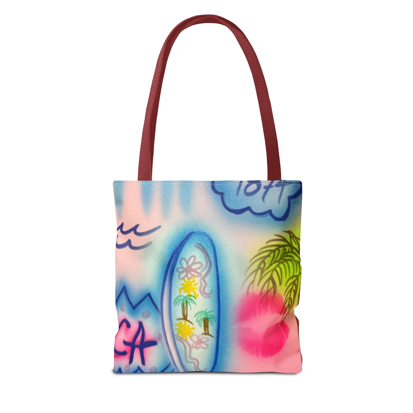 "in the wave" airbrush tote bag