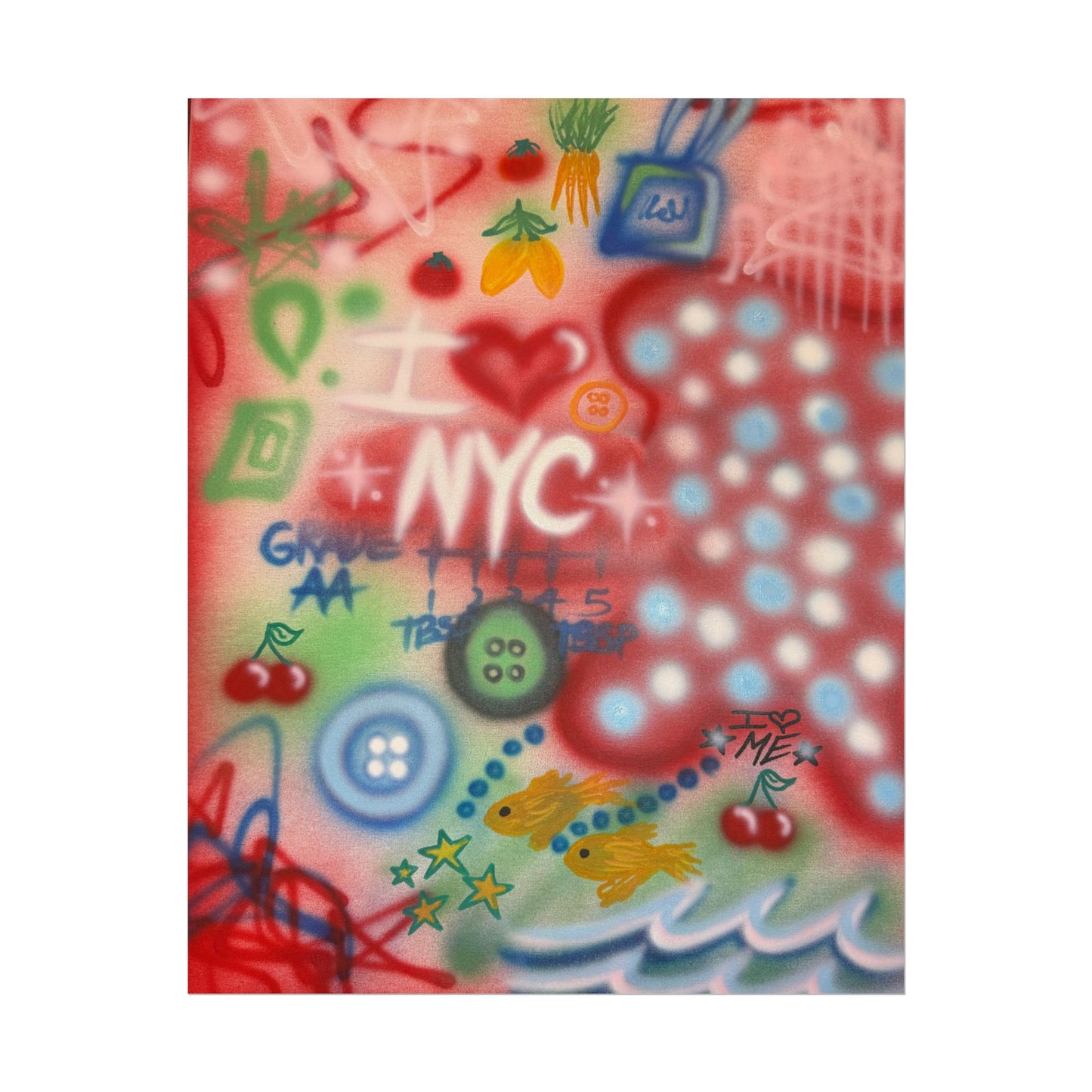 "i <3 NYC" airbrush rolled print