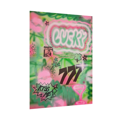 "so lucky" airbrush rolled print