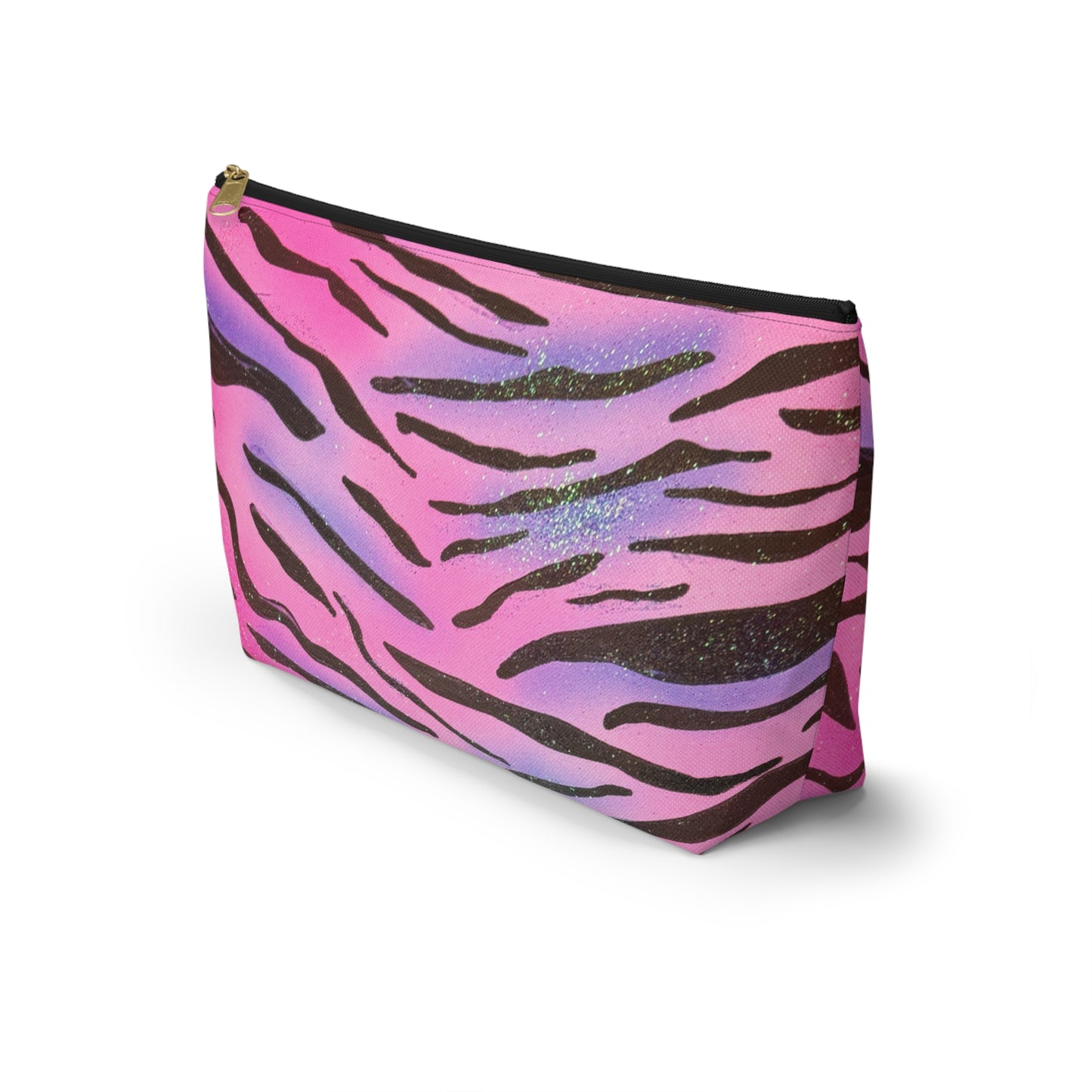 "zebra glitter" airbrush makeup pouch