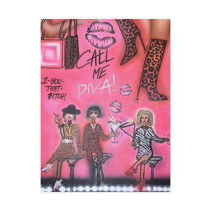 "party diva" airbrush rolled print