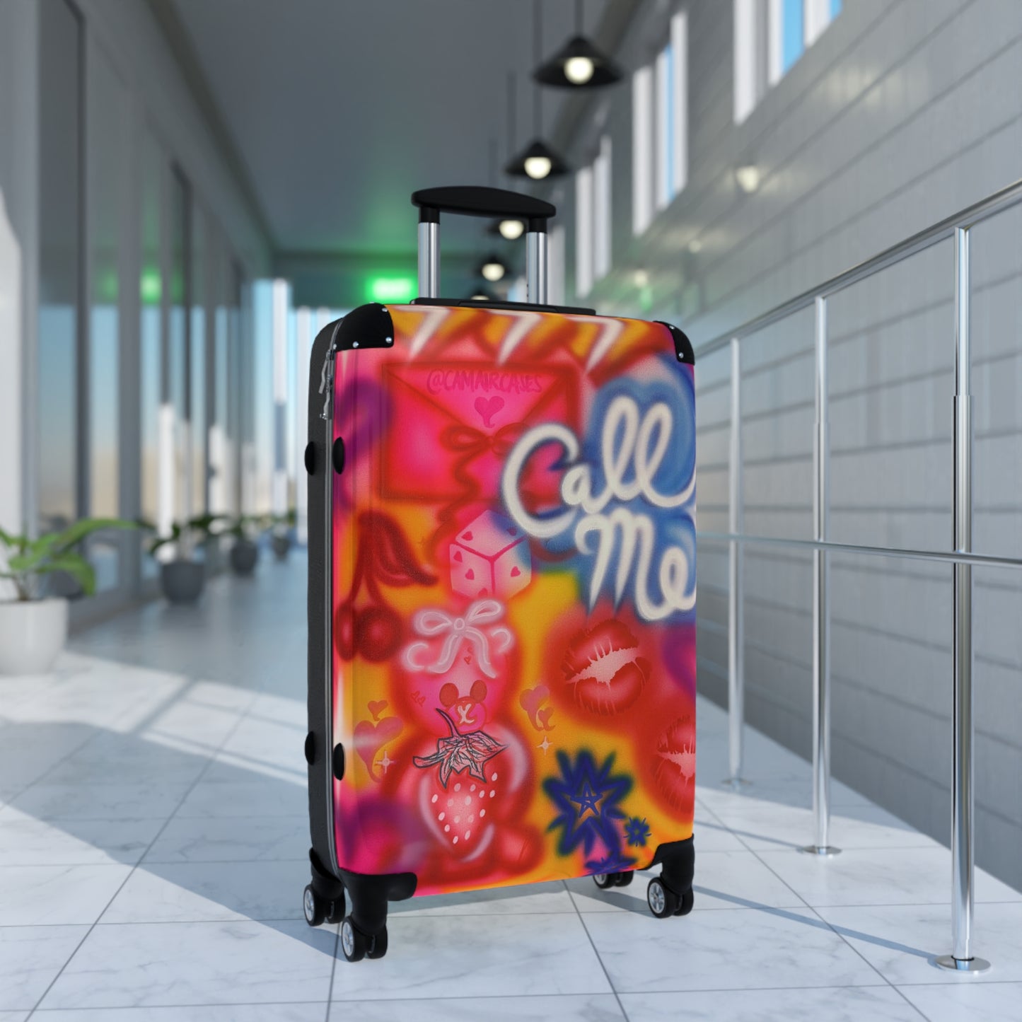 "call me" airbrush suitcase