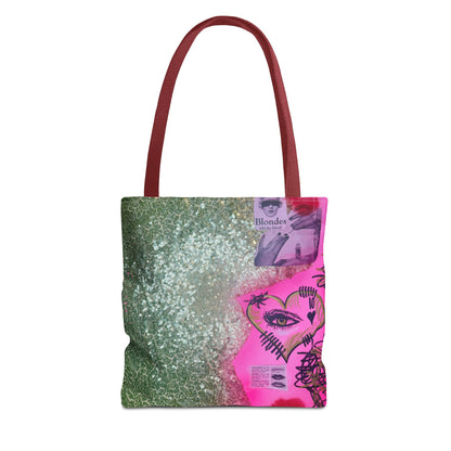 "glitter gloss" airbrush tote bag