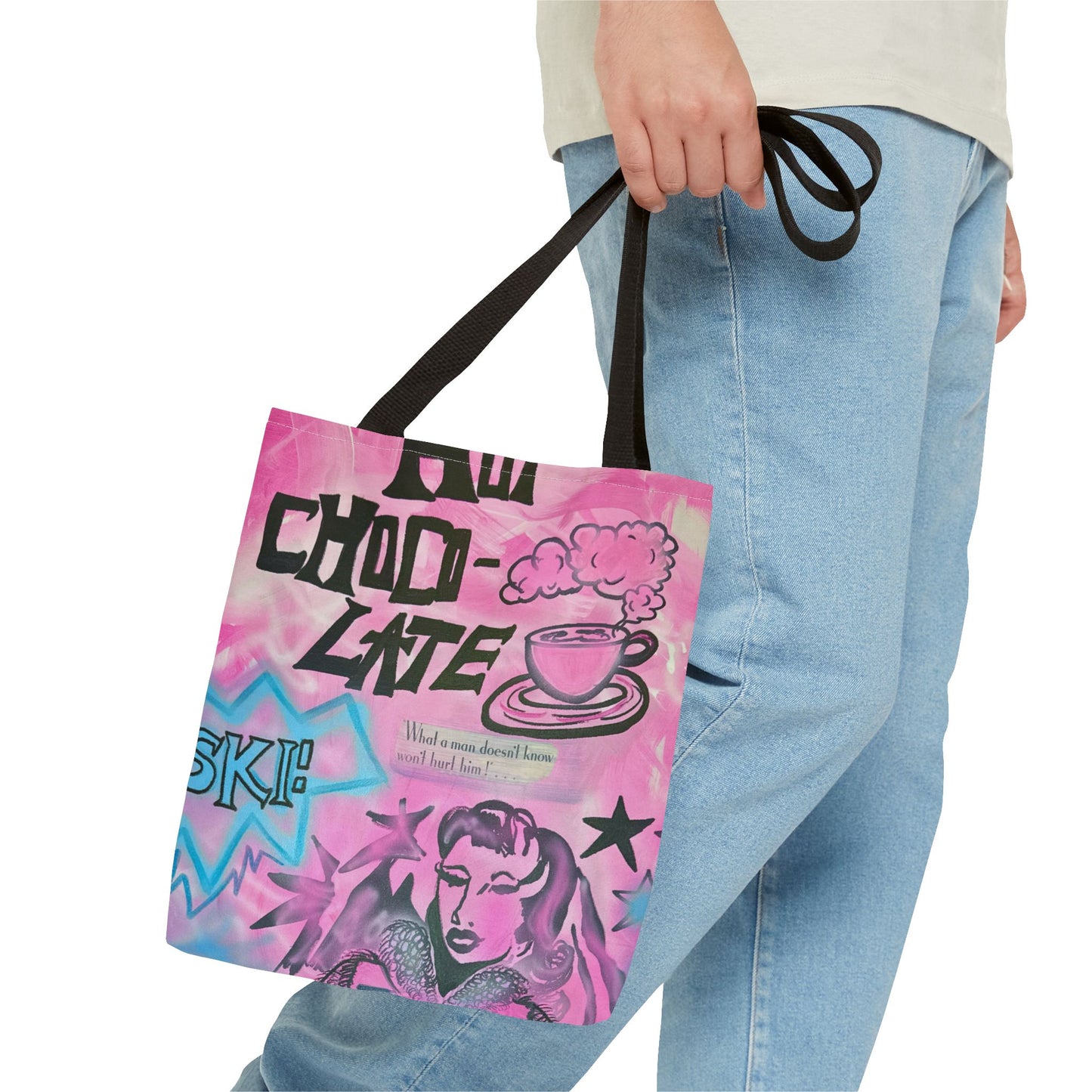"avant le ski" airbrush tote bag