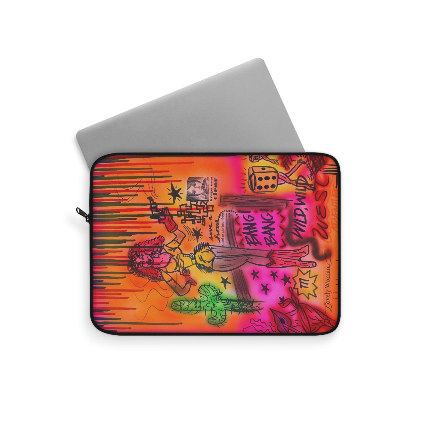 "wild, wild west" airbrush laptop sleeve