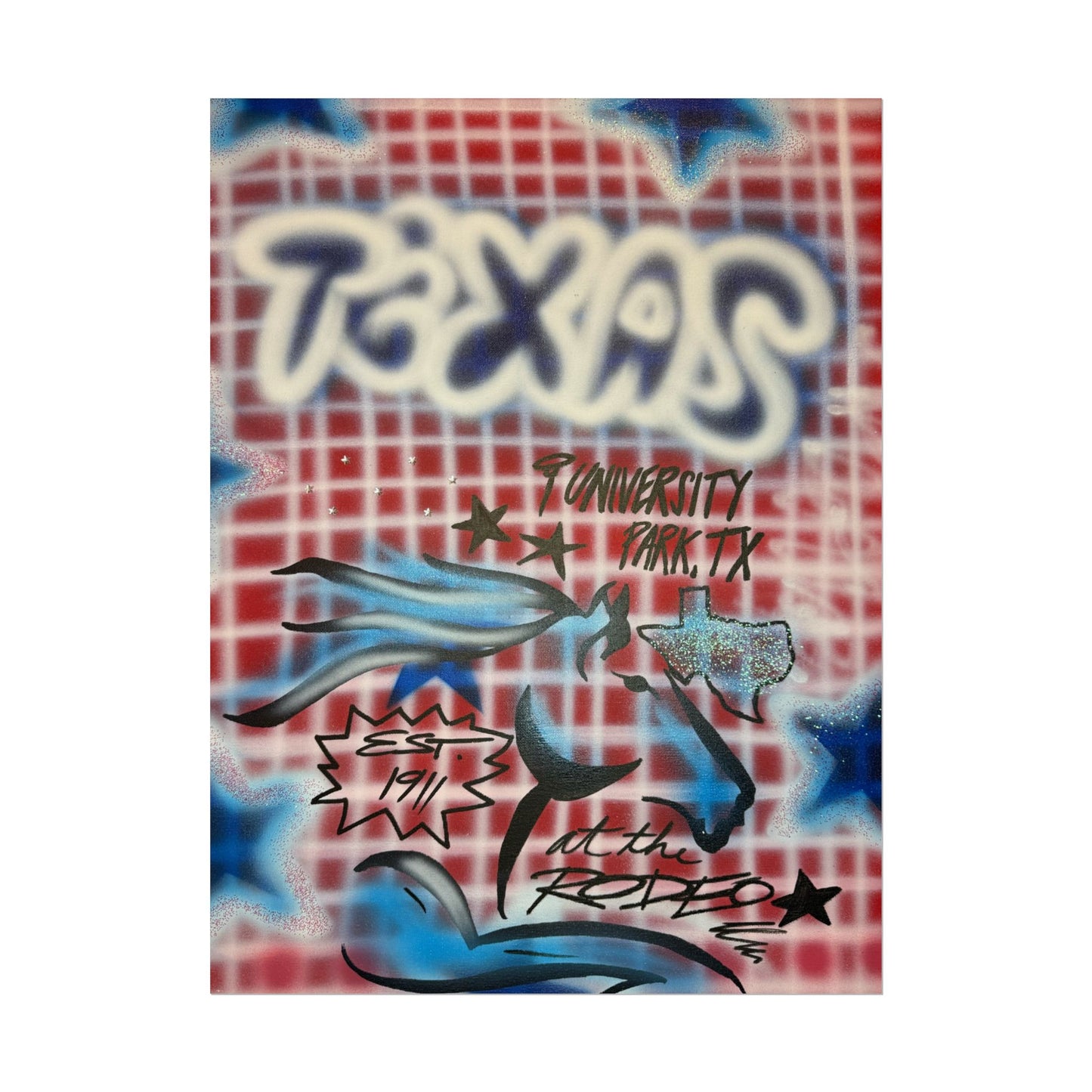 "texas" airbrush rolled print