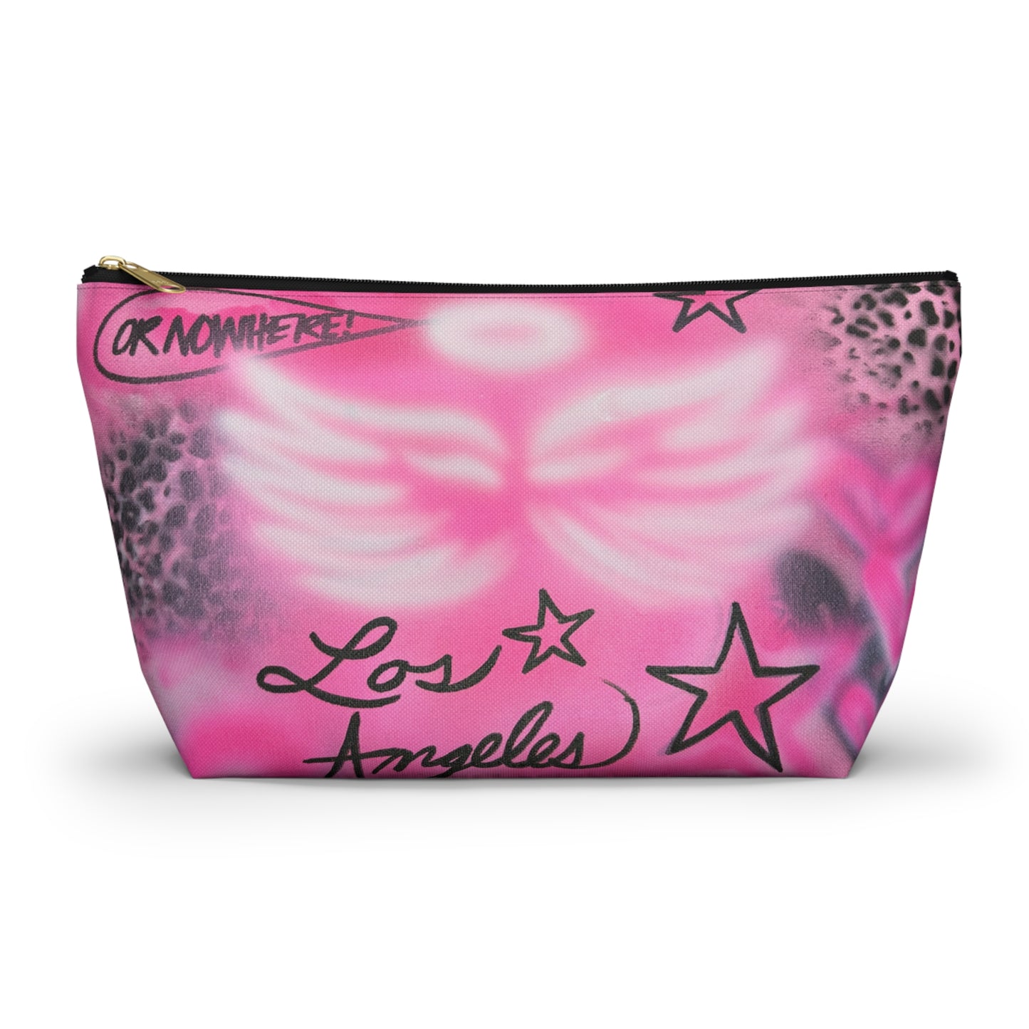 "pink angel wings" airbrush makeup pouch