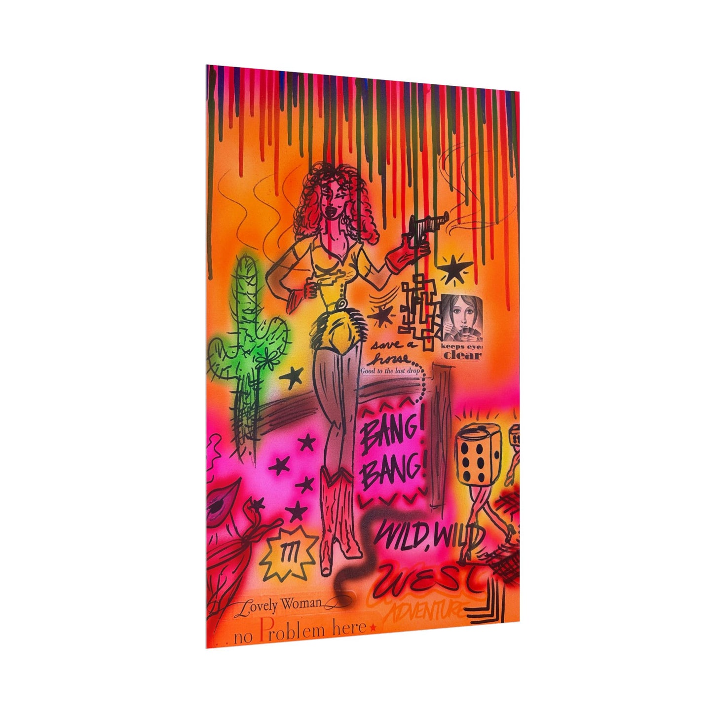 "wild, wild west" airbrush rolled print
