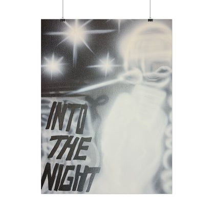 "into the night" airbrush rolled print