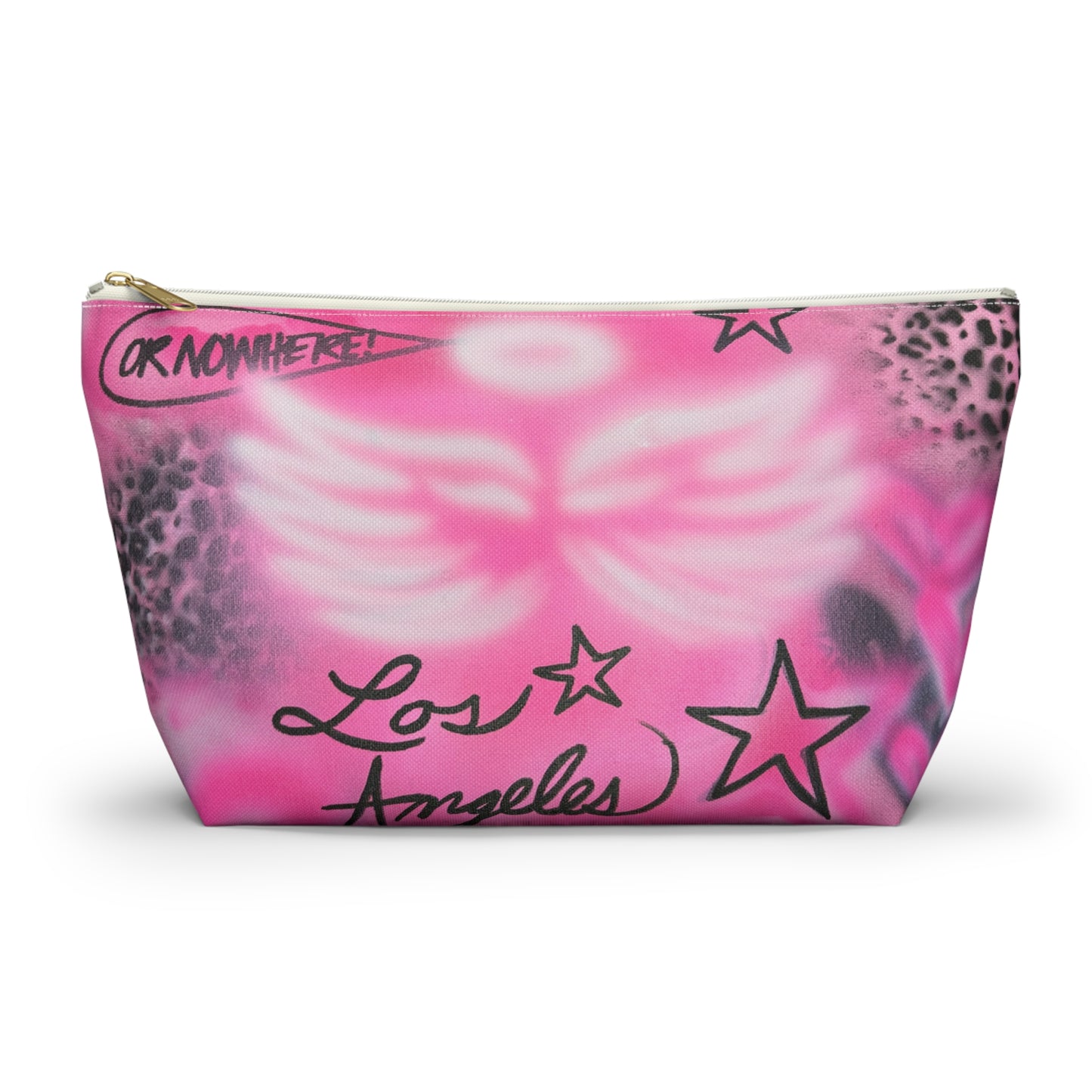 "pink angel wings" airbrush makeup pouch