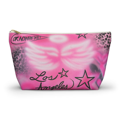 "pink angel wings" airbrush makeup pouch