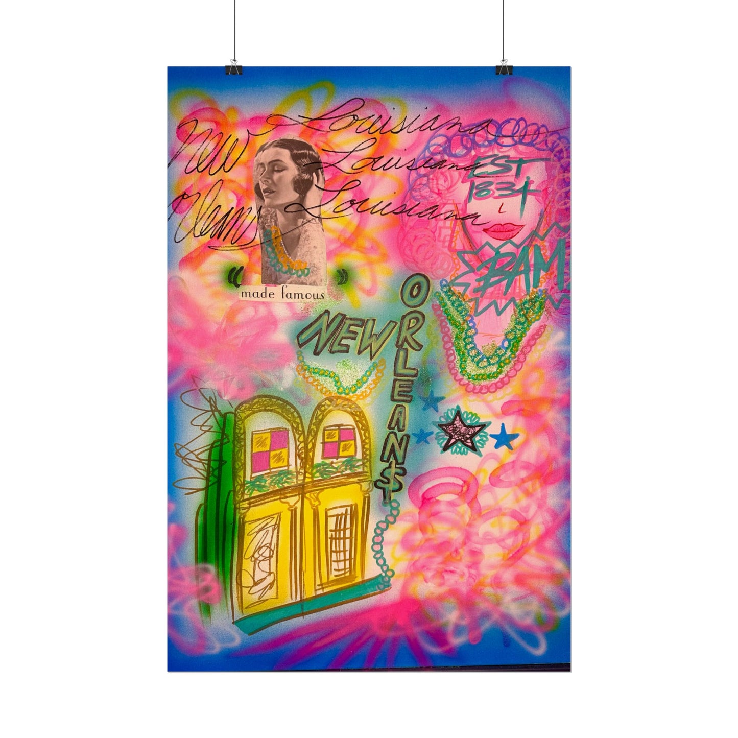 "new orleans, la" airbrush rolled print