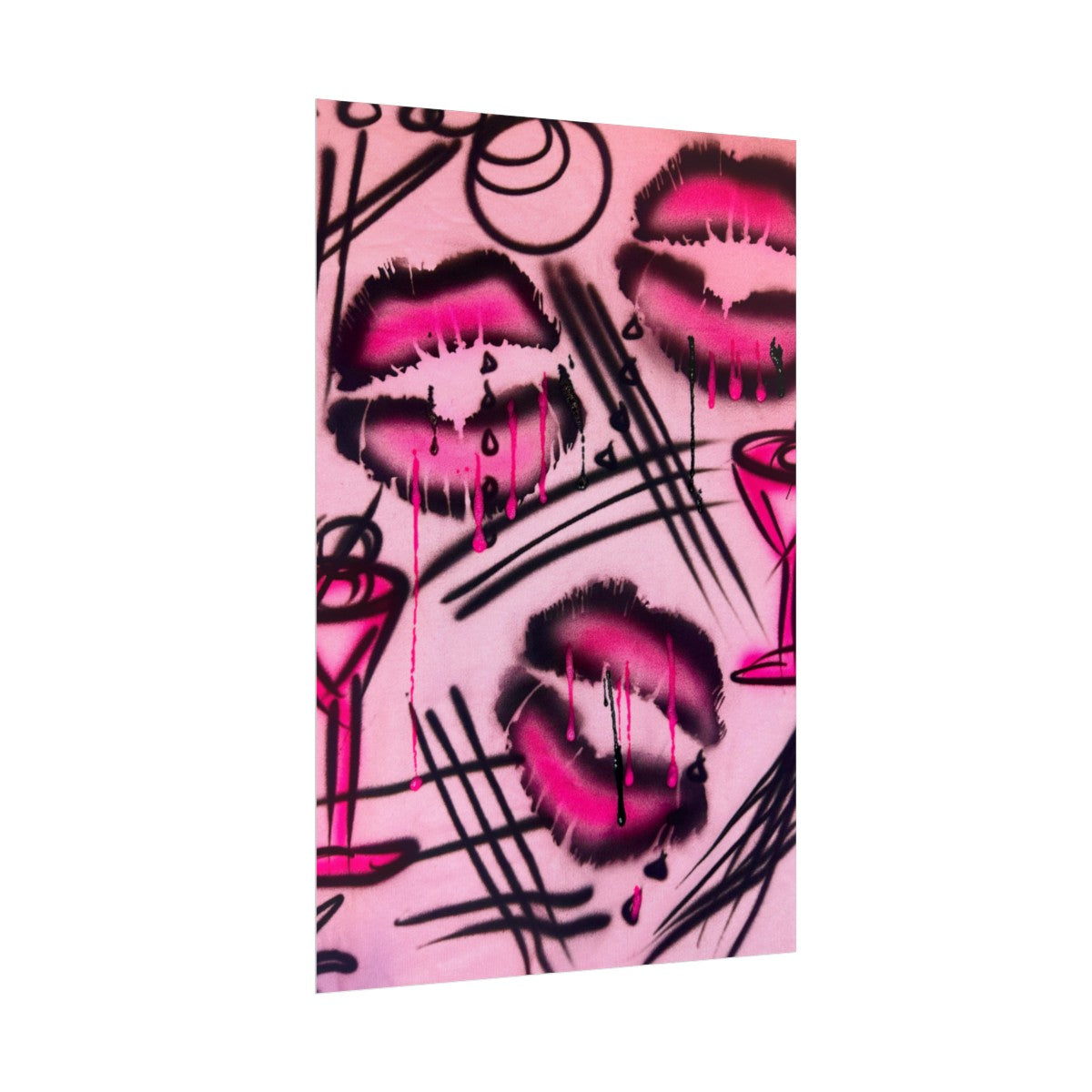 "glossy pout" airbrush rolled print