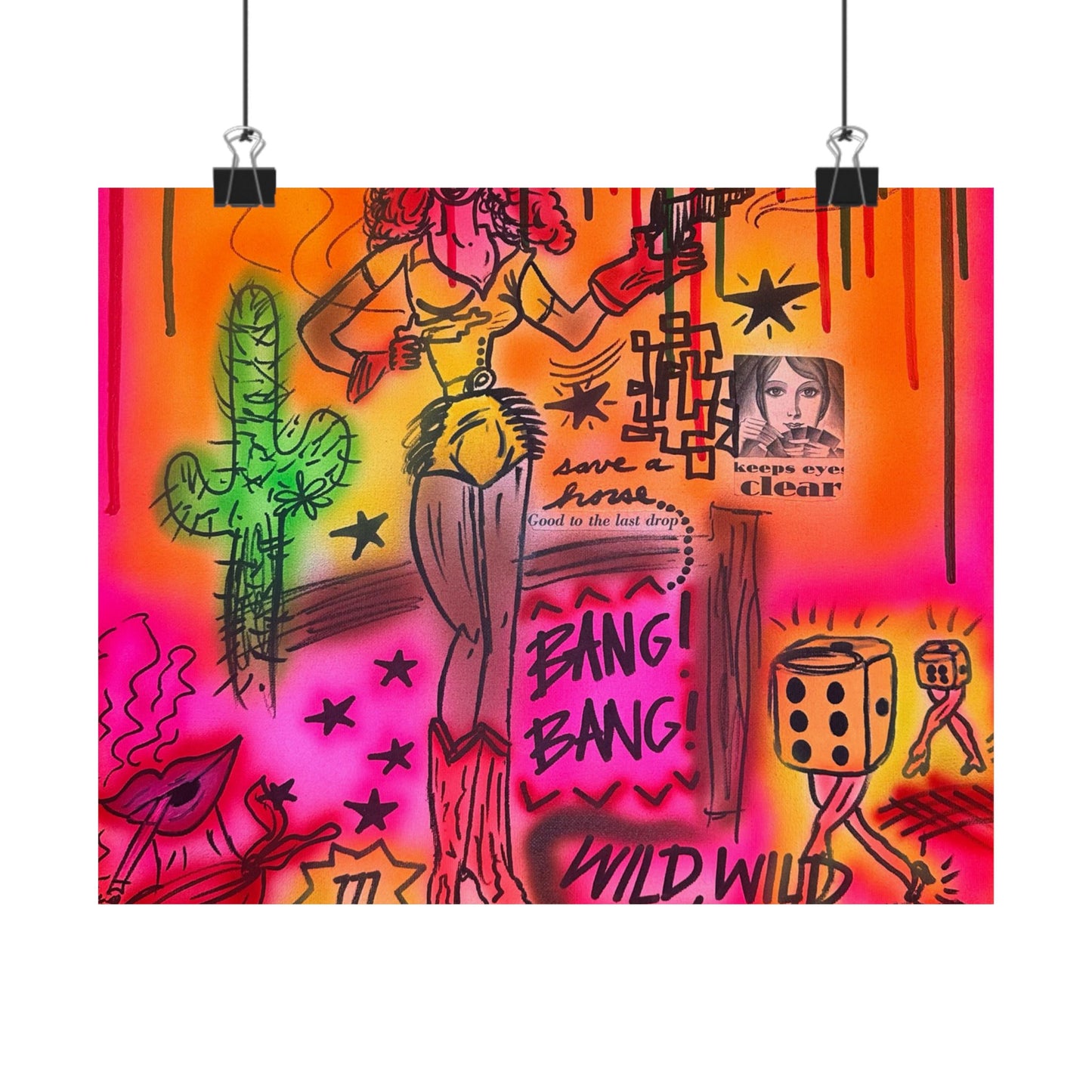 "wild, wild west" airbrush horizontal print