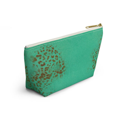 "teal cheetah" airbrush makeup pouch
