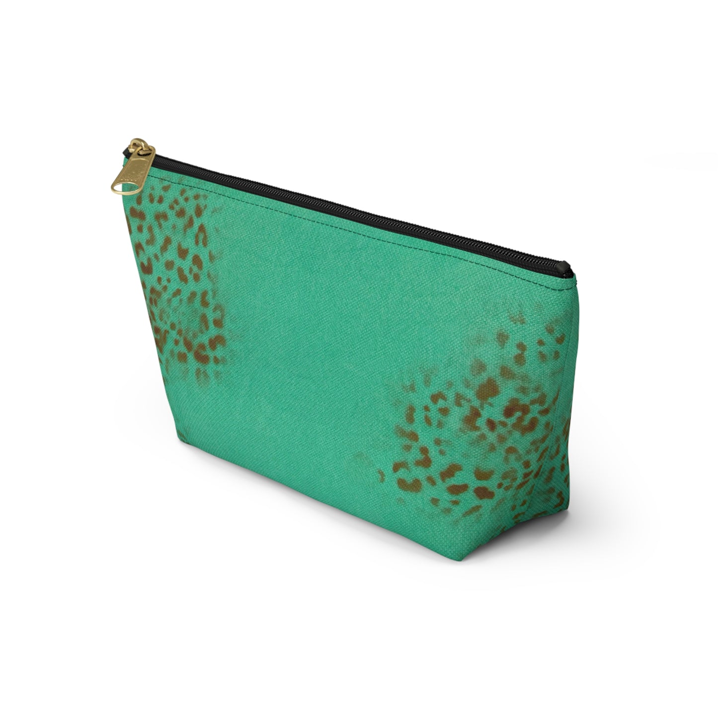 "teal cheetah" airbrush makeup pouch