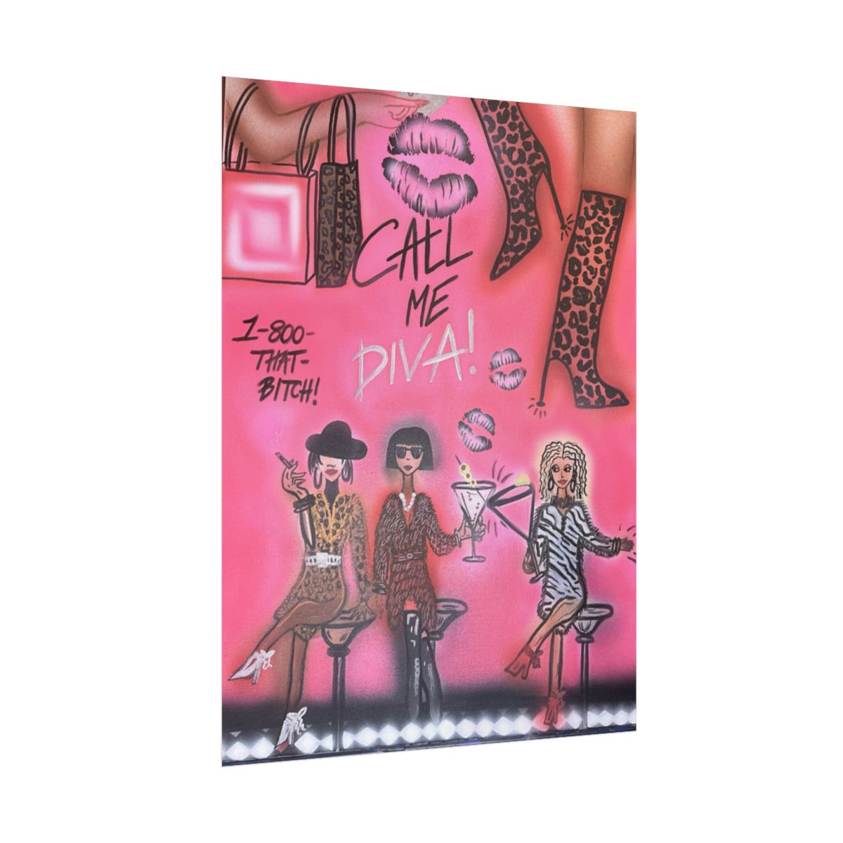 "party diva" airbrush rolled print
