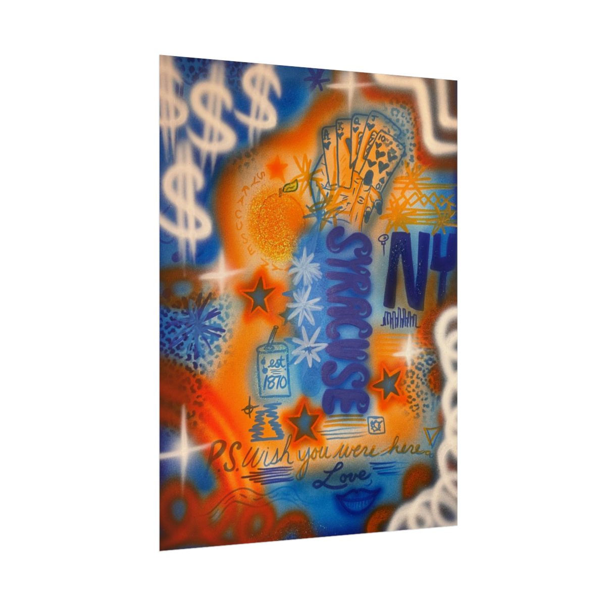 "syracuse, ny" airbrush rolled print