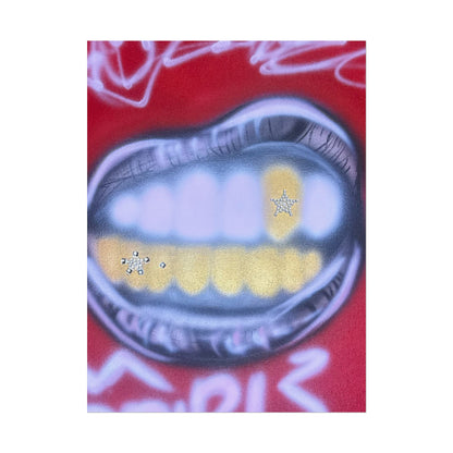 "bite me bling" airbrush rolled print