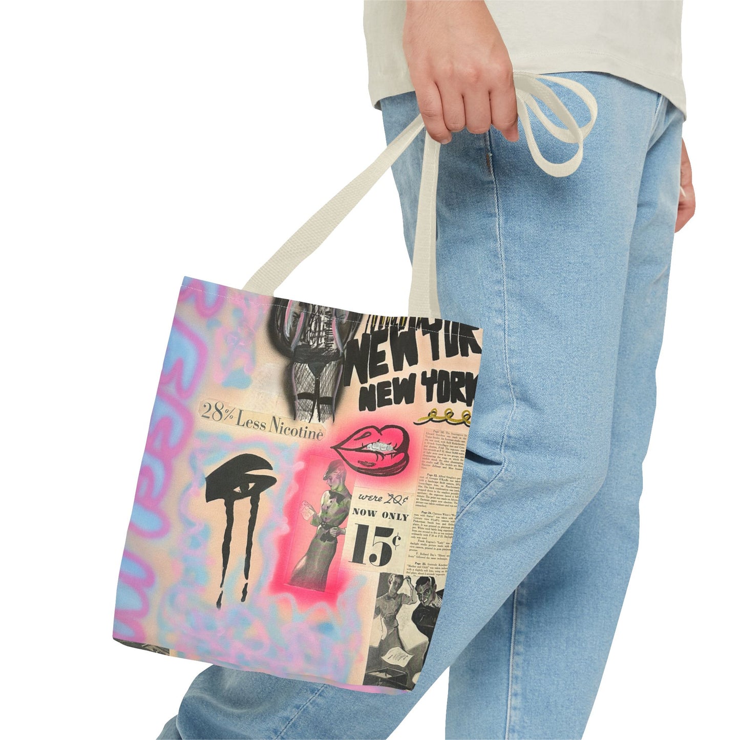"new york, new york" airbrush tote bag