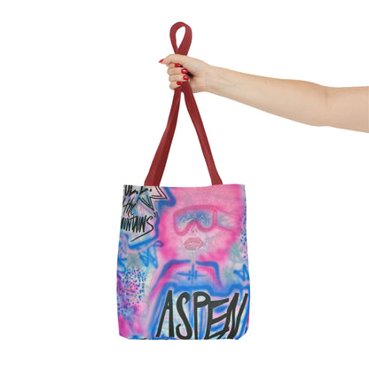 "aspen aspirations" airbrush tote bag