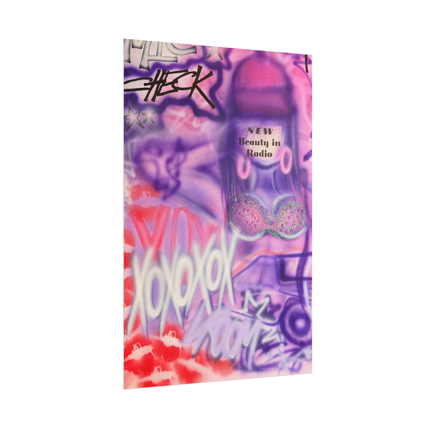 "mic check" airbrush rolled print