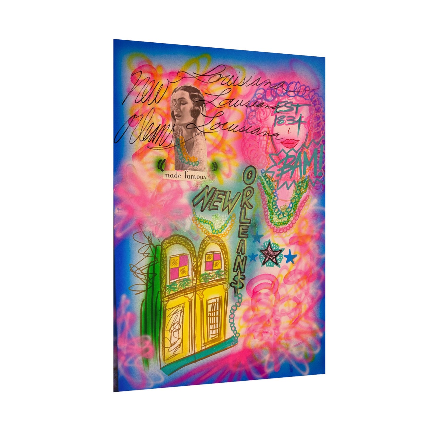 "new orleans, la" airbrush rolled print