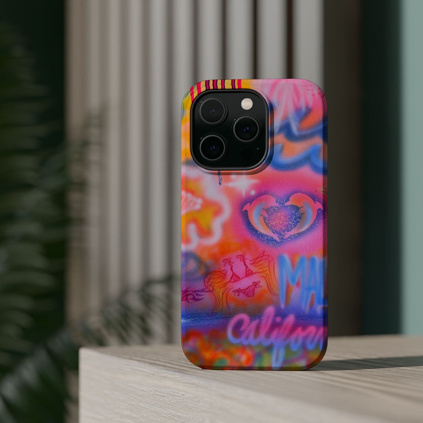 "mornings in malibu" MagSafe airbrush iPhone case