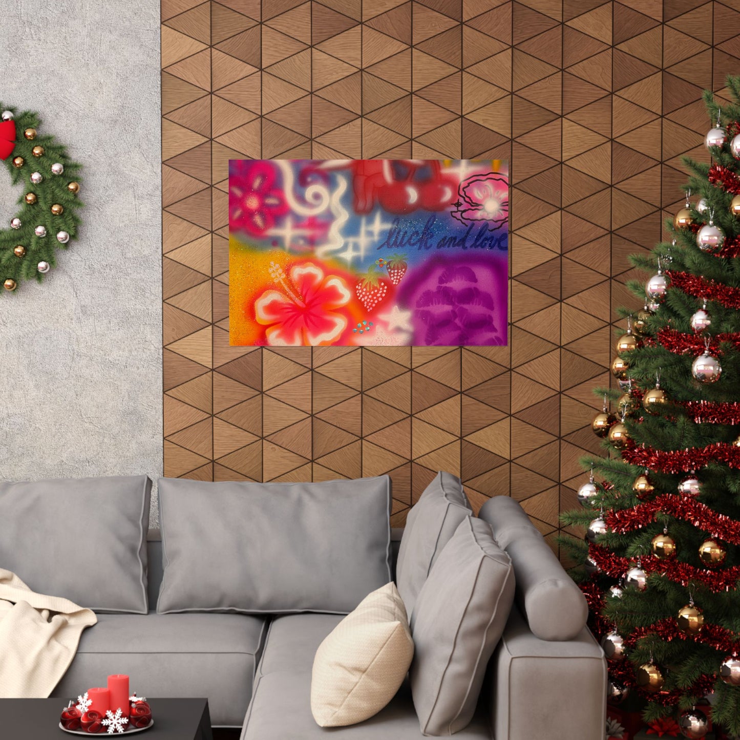 "luck & luv" airbrush horizontal print