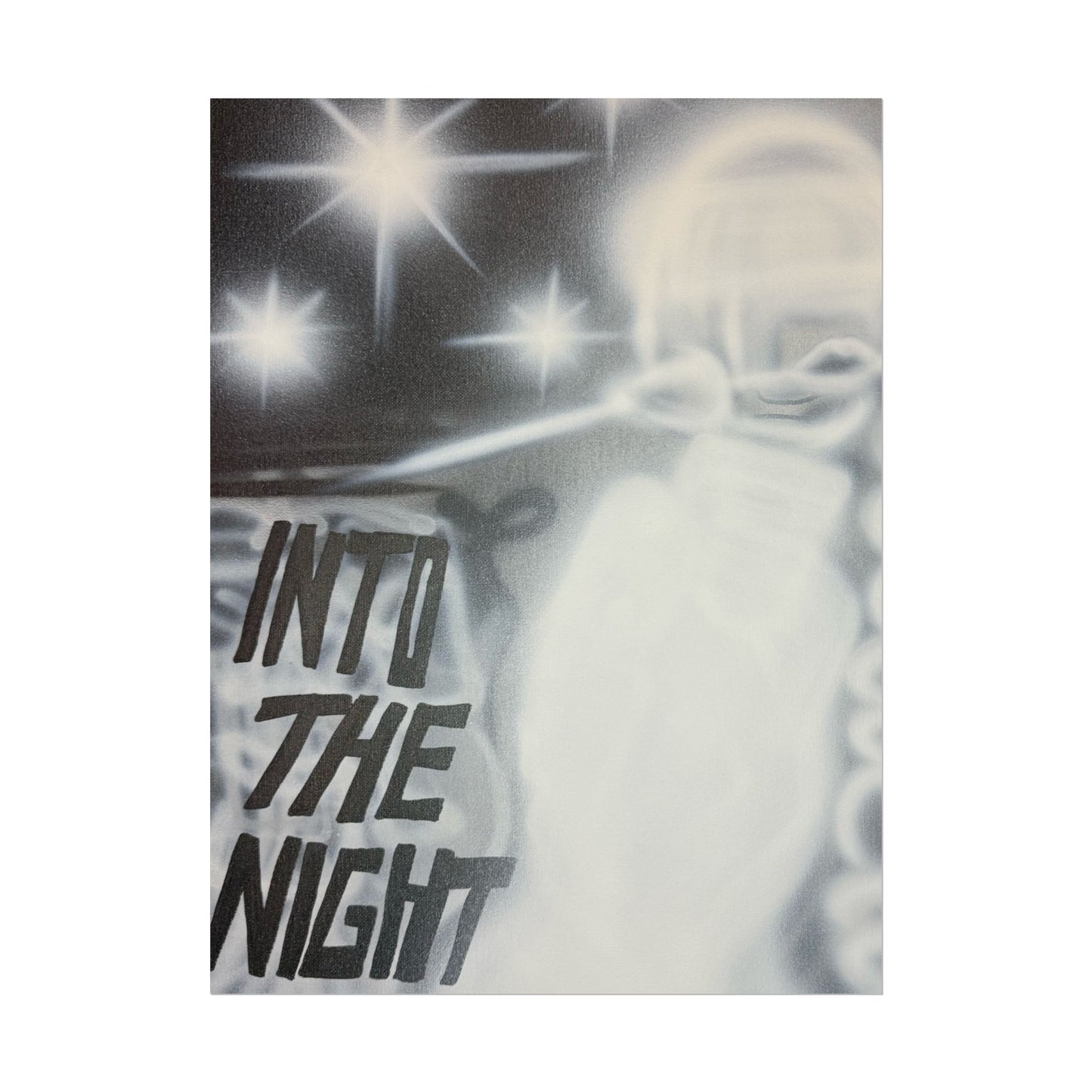 "into the night" airbrush rolled print