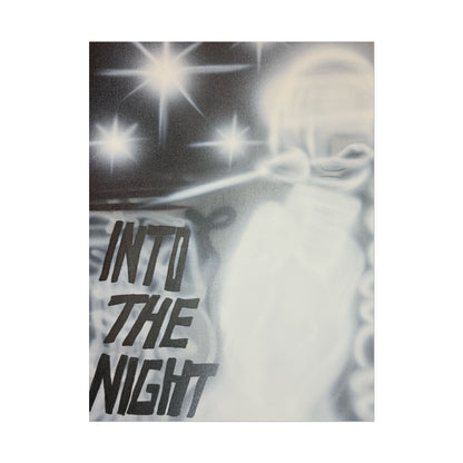 "into the night" airbrush rolled print