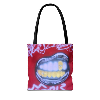 "tooth drip" airbrush tote bag
