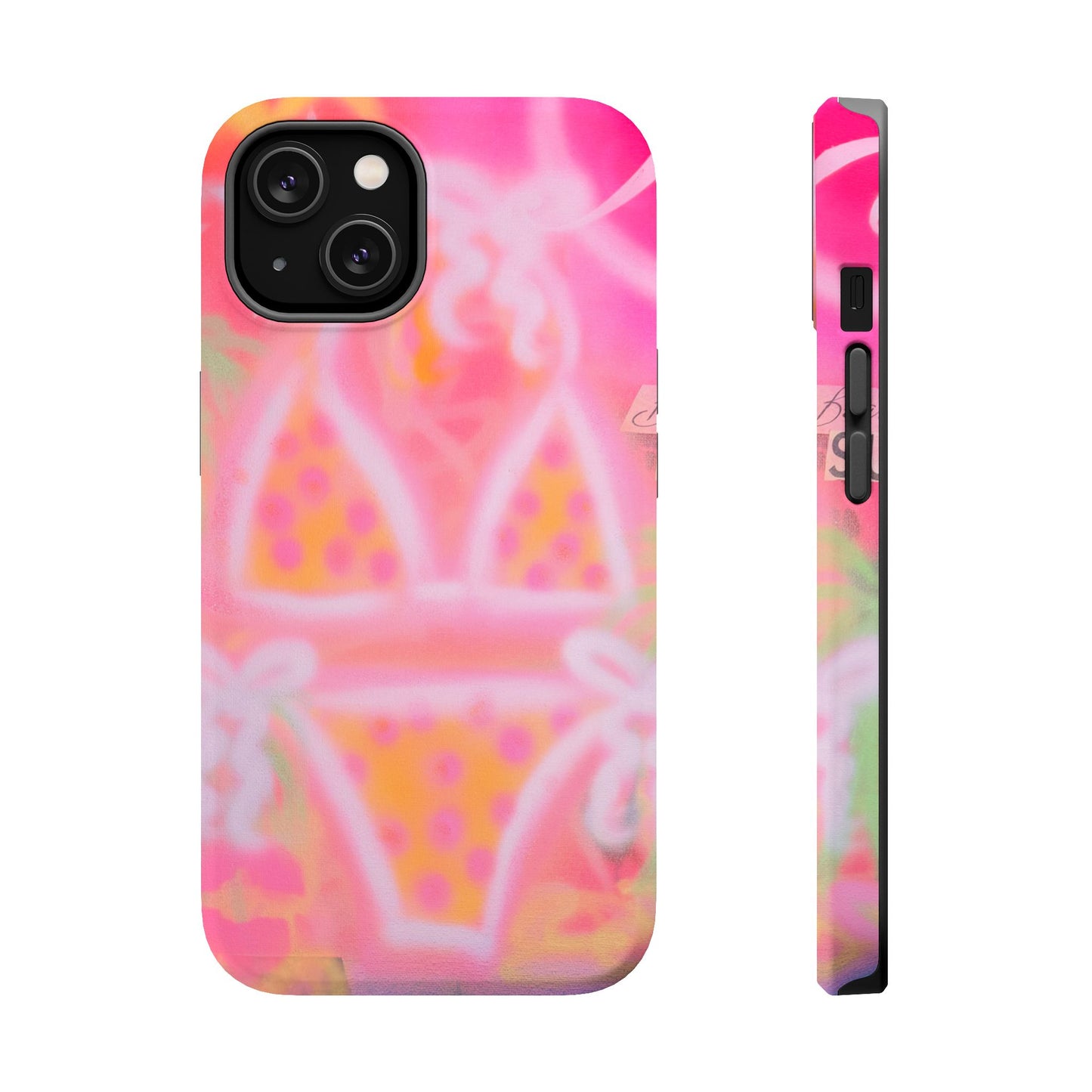 MagSafe "yellow polka dot bikini" airbrush iPhone case