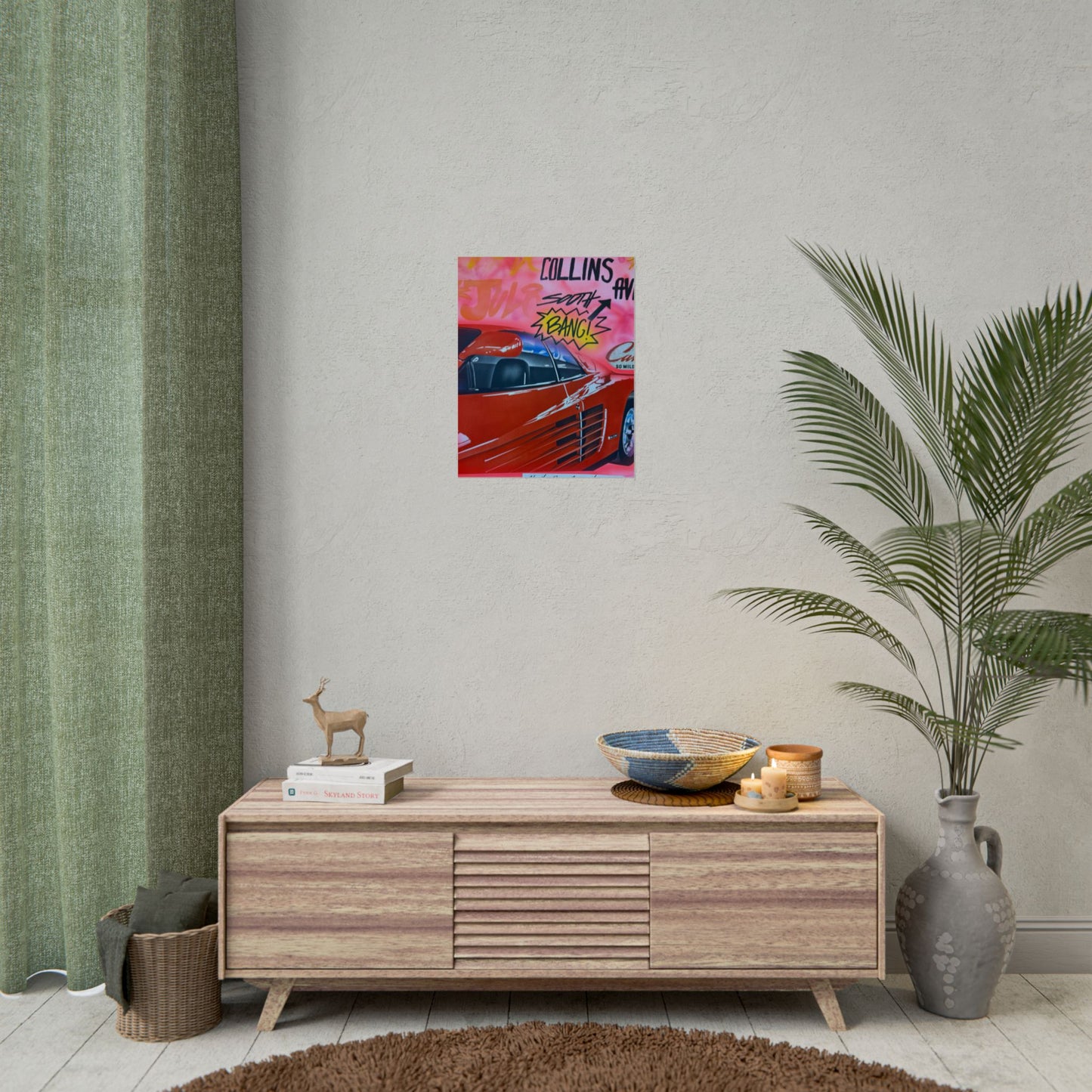 "miami momentos" airbrush rolled print
