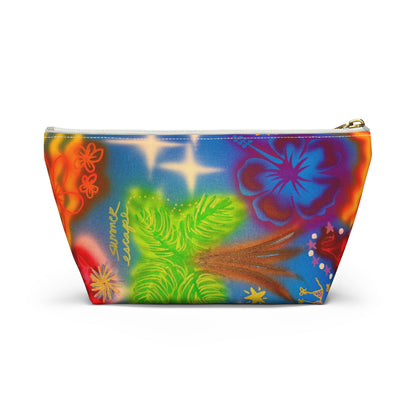 "neon blue palms" airbrush makeup pouch