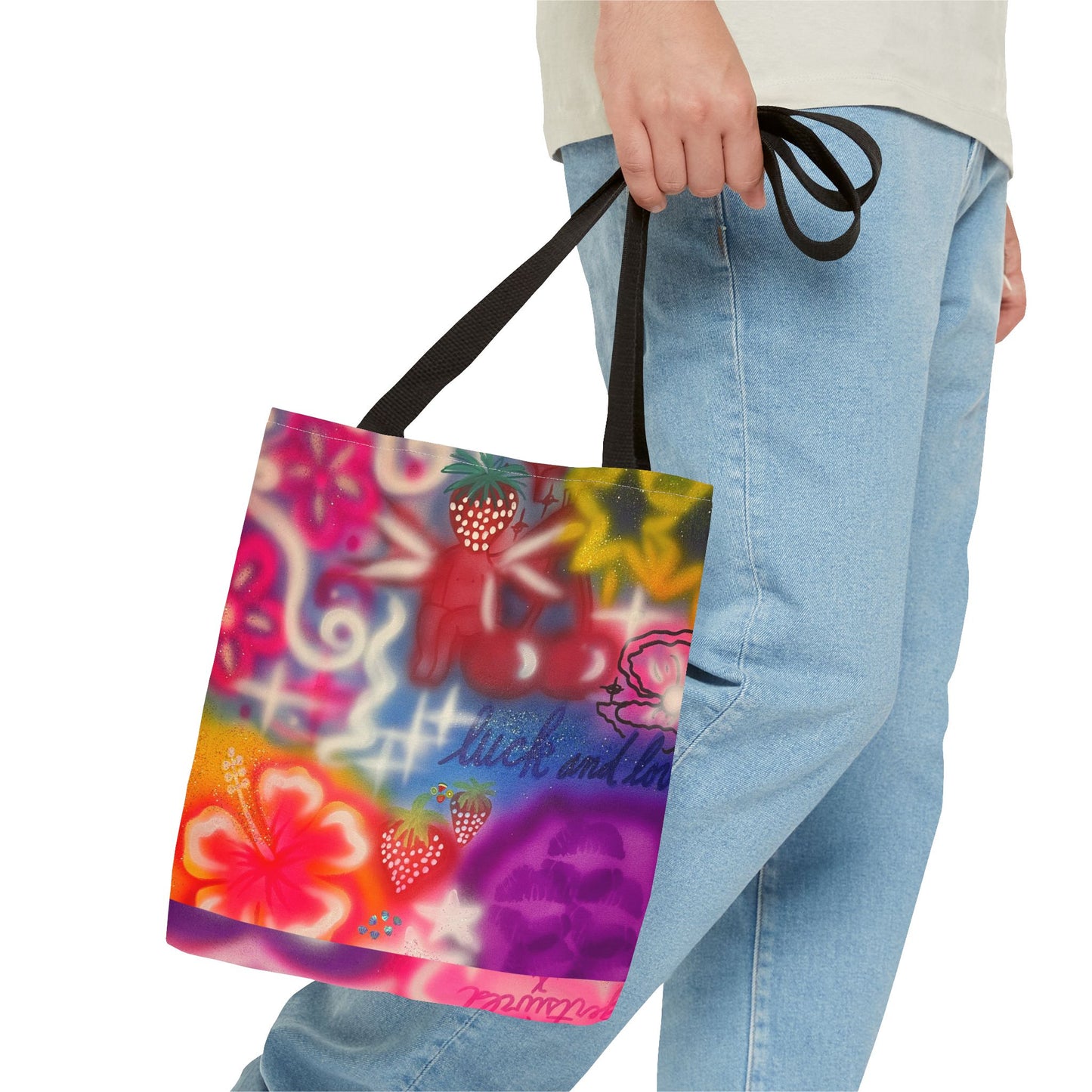 "luck n luv" airbrush tote bag