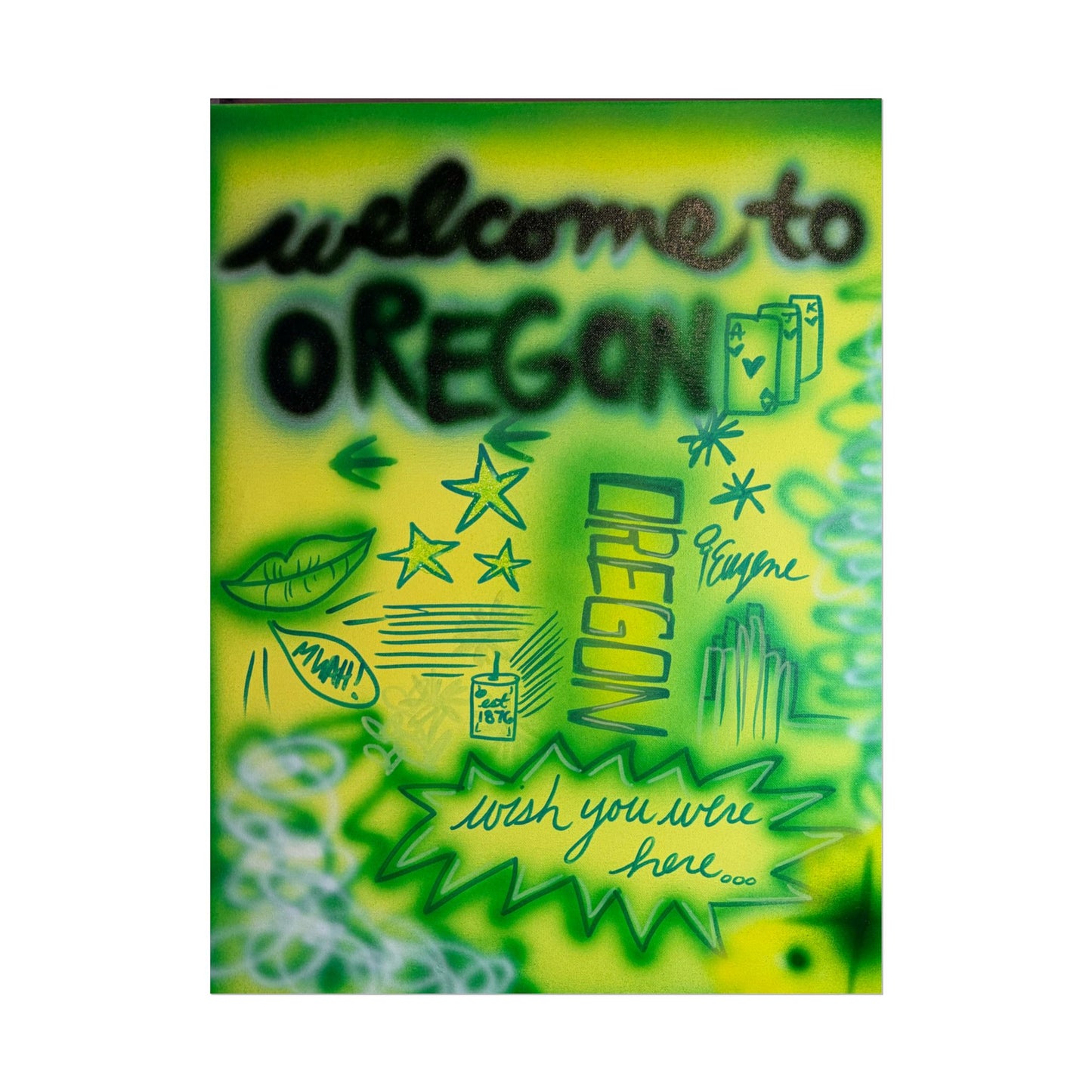 "oregon" airbrush rolled print