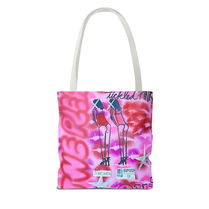 "tickled pink" airbrush tote bag