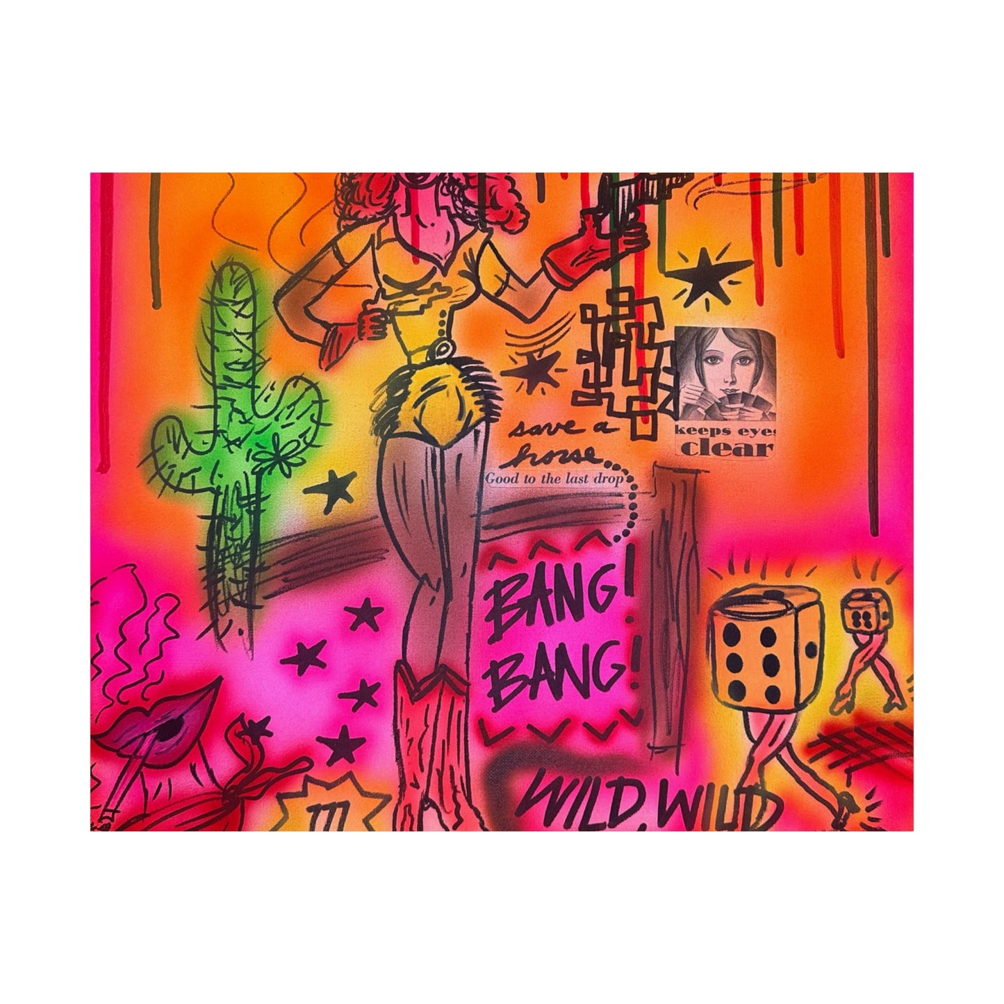 "wild, wild west" airbrush horizontal print