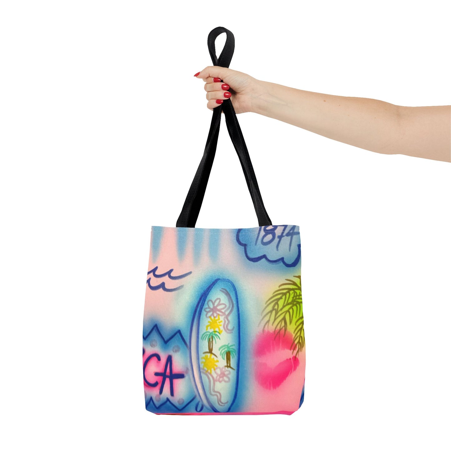 "in the wave" airbrush tote bag