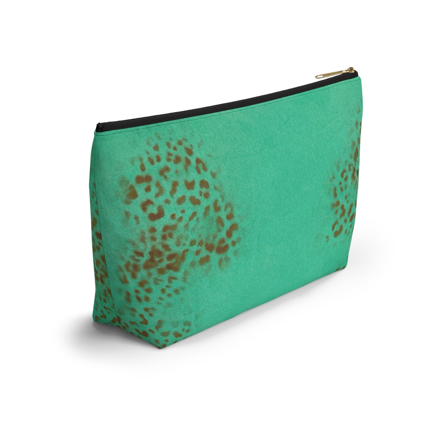 "teal cheetah" airbrush makeup pouch