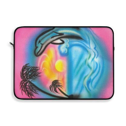 "dolphin love" airbrush laptop sleeve